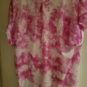Pink and white silk dkny blouse
